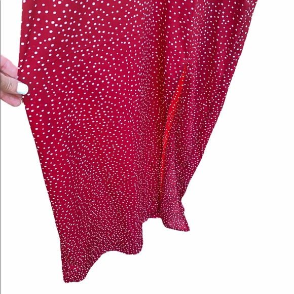 Amuse Society red polka dot maxi dress with slit; size large - Picture 5 of 7